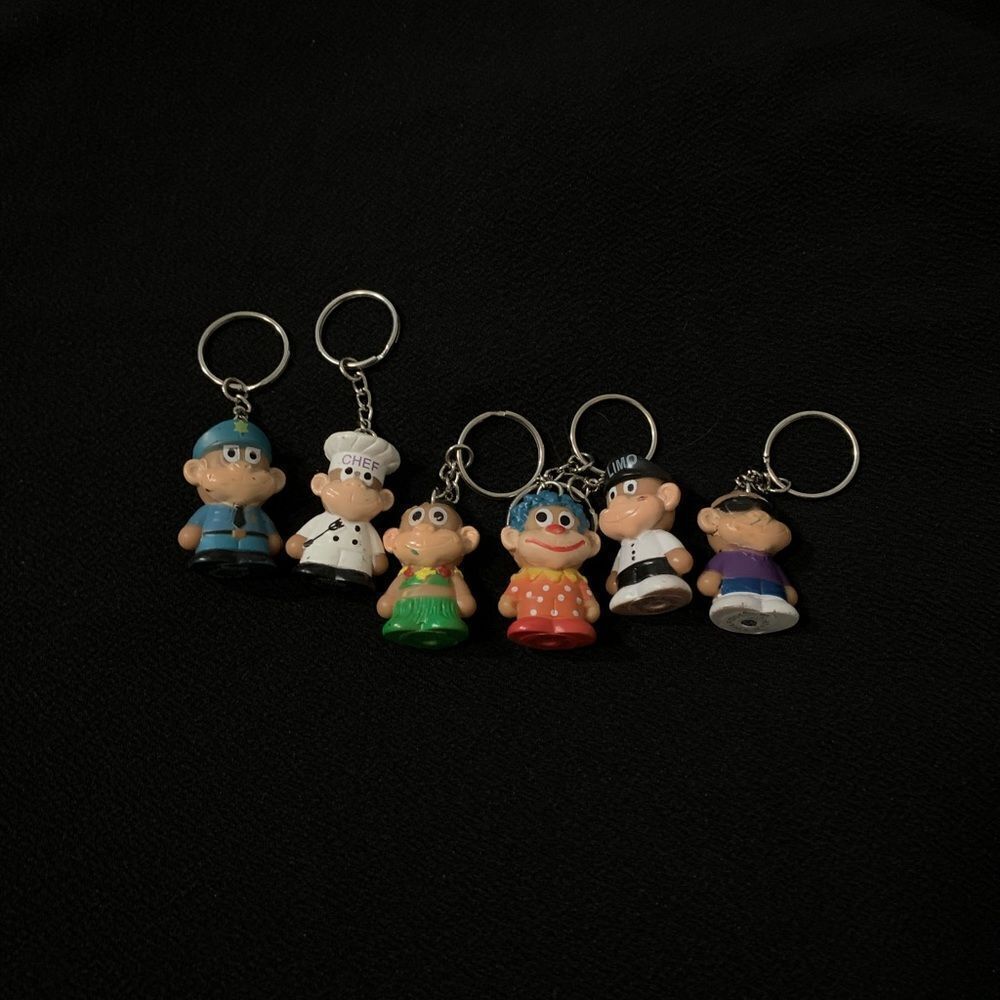 6 PC Rare Vintage 80's Star Awards Monkey Key Chains 1 1/2"